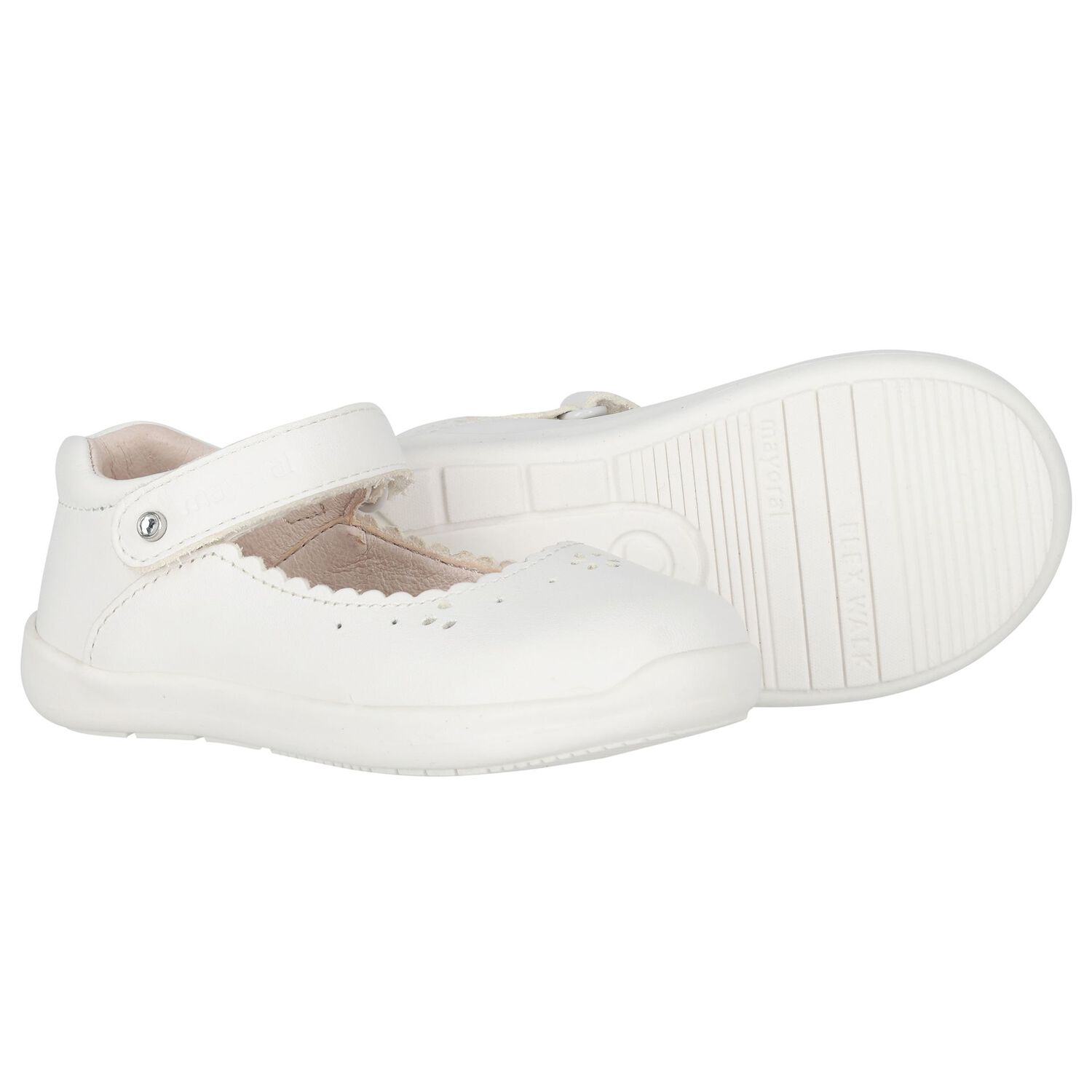 Younger Girls Ivory Faux Leather Shoes, 3, hi-res image number null