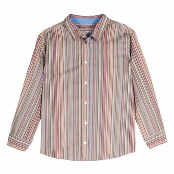 Boys Striped Mini Me Cotton Shirt