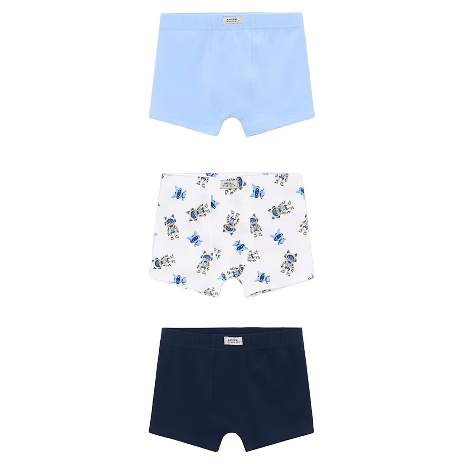 Boys Blue, White & Navy Blue Boxer Shorts ( 3-Pack ) , 1, hi-res
