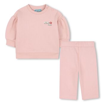 Younger Girls Pink Logo Tracksuit