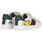 Younger Boys White Web Striped Logo Trainers, 1, hi-res