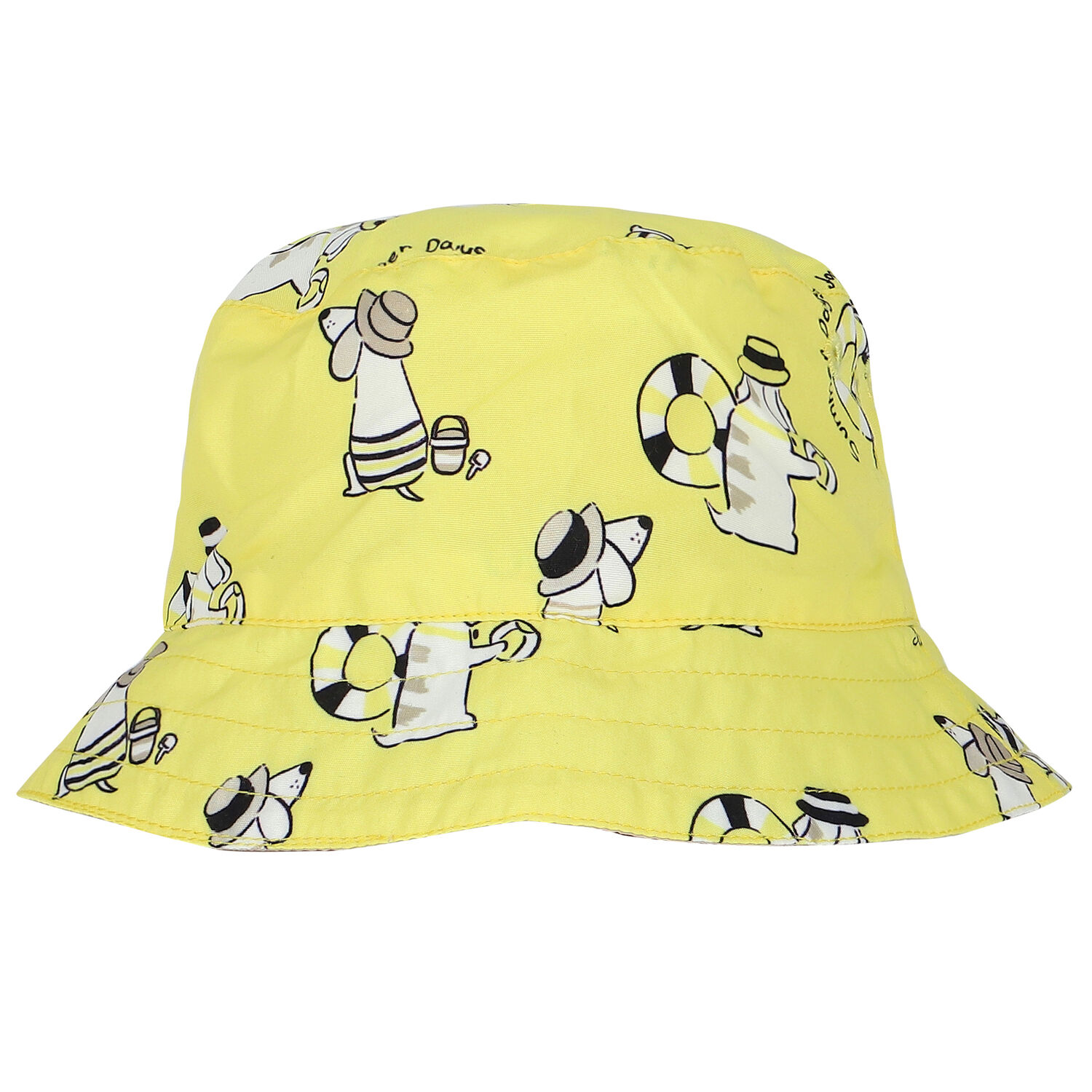 Younger Boys Yellow & Beige Reversible Bucket Hat, 1, hi-res
