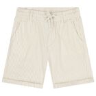 Boys Ivory & Beige Striped Shorts, 1, hi-res