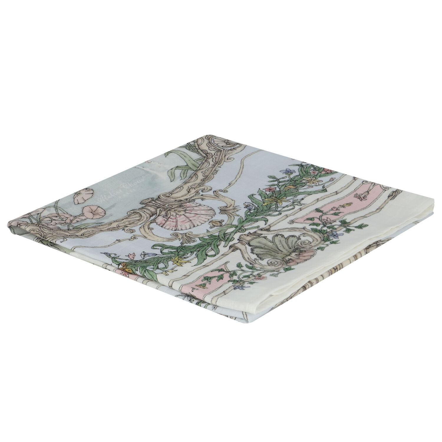 Ivory & Blue Tapestry Swaddle Blanket, 1, hi-res