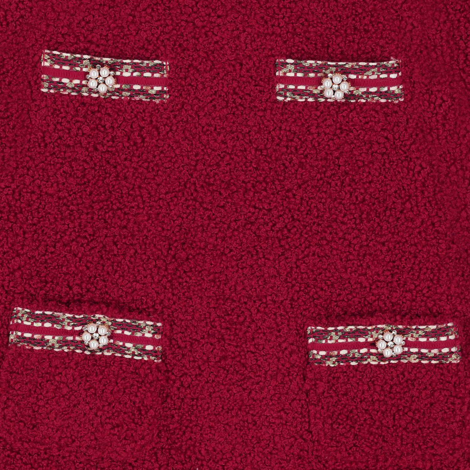 Girls Burgundy Boucl&eacute; Dress, 2, hi-res