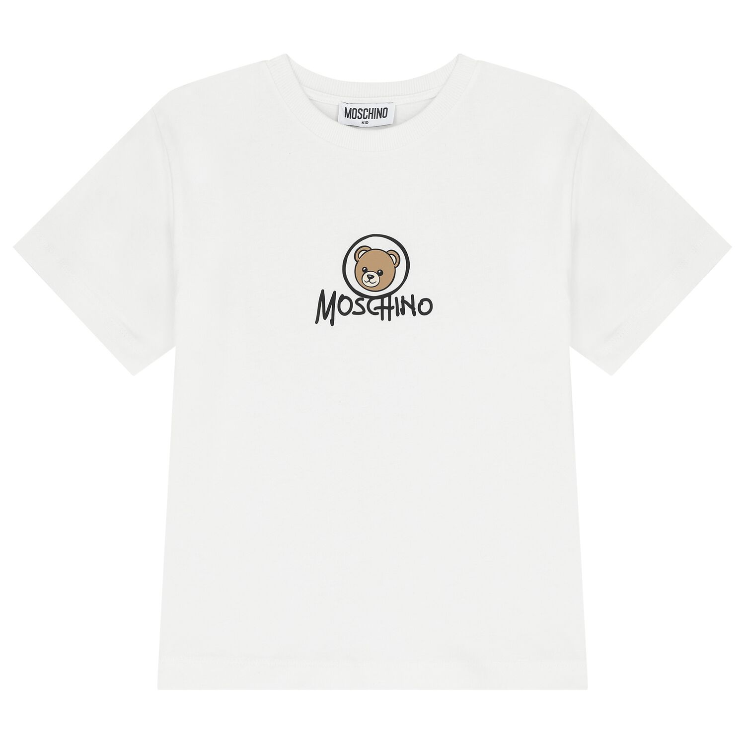 White Teddy Bear Logo Long Sleeve Top, 1, hi-res