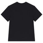 Girls Black Embellished Logo T-Shirt, 1, hi-res