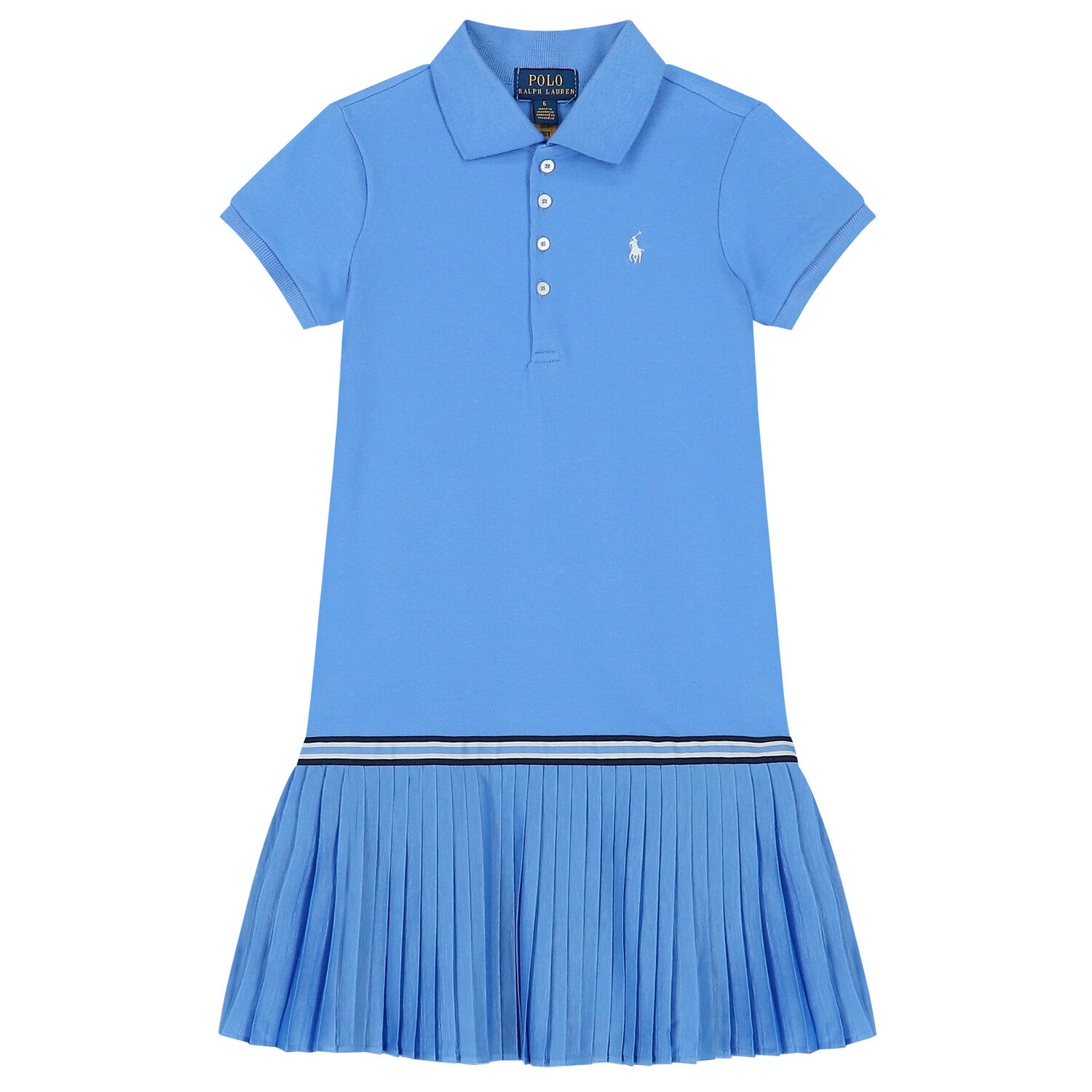 Girls Blue Logo Polo Dress, 3, hi-res