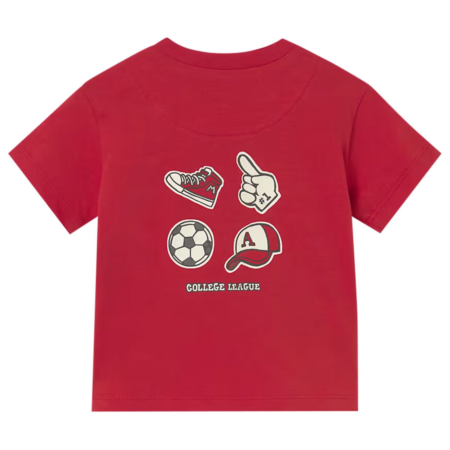 Younger Boys Red Cap T-Shirt, 3, hi-res