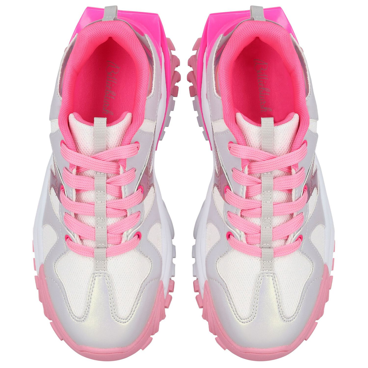 Girls White & Pink Trainers, 1, hi-res image number null