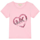 Girls Pink Sequin Heart Logo T-Shirt, 2, hi-res