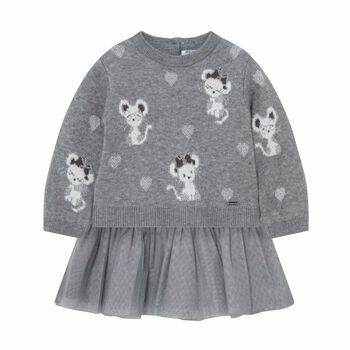 Younger Girls Grey Mouse Sweater & Dress Set