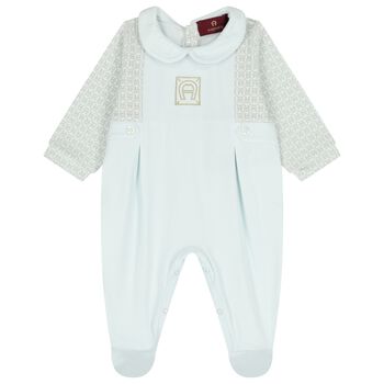 Baby Boys Blue Logo Babygrow