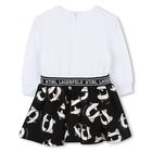 Younger Girls White & Black Choupette Dress , 1, hi-res