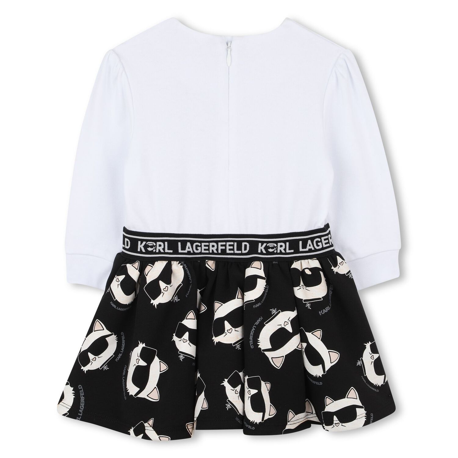 Younger Girls White & Black Choupette Dress , 1, hi-res