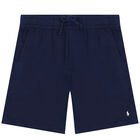 Boys Navy Blue Logo Shorts, 1, hi-res