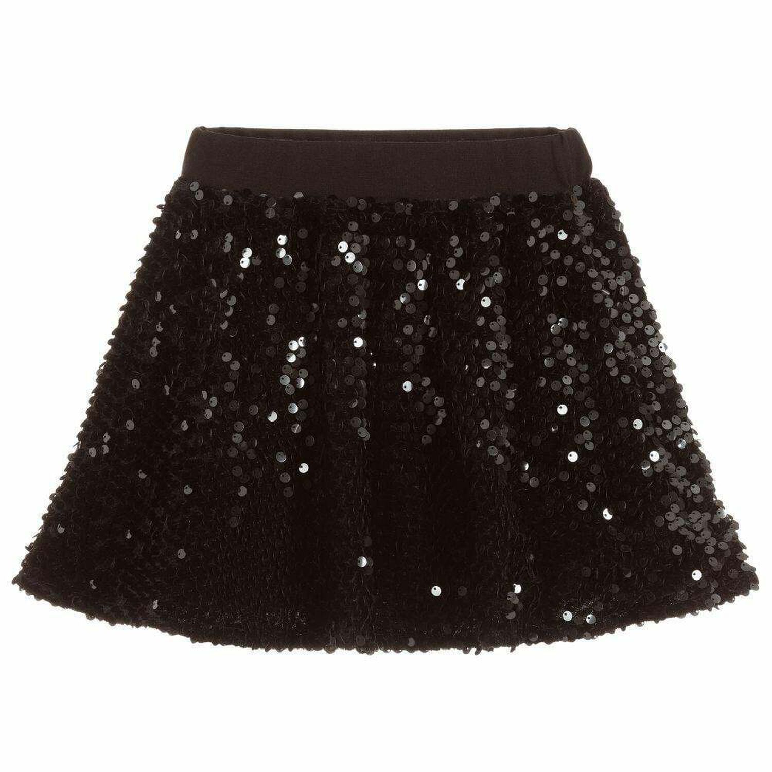 Girls Black Sequin Skirt, 1, hi-res