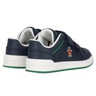 Boys Navy Blue Logo Trainers, 1, hi-res