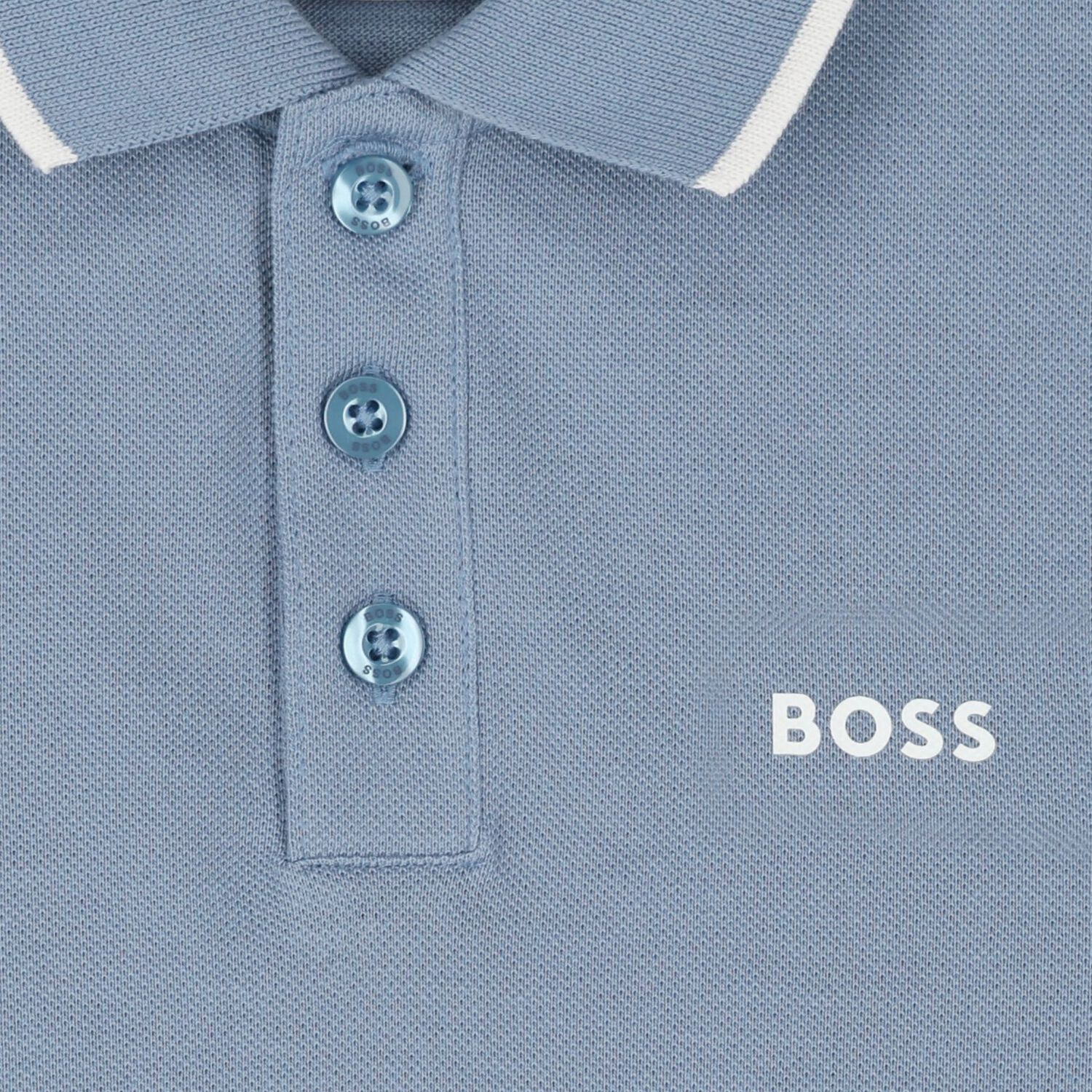 Boys Mini Me Blue Logo Polo Shirt, 6, hi-res