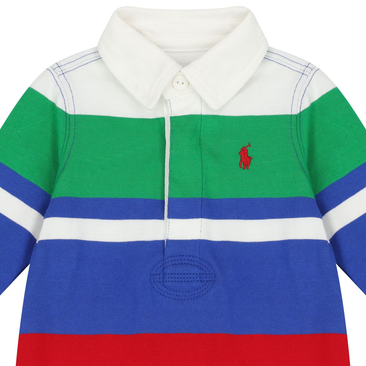 Baby Boys Multi-Coloured Striped Logo Romper, 1, hi-res