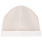 طقم هدايا ملابس أطفال وقبعة ومريلة بشعار باللونين البيج والأبيض, 3, hi-res