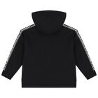 Black Logo Hooded Zip Up Top, 1, hi-res