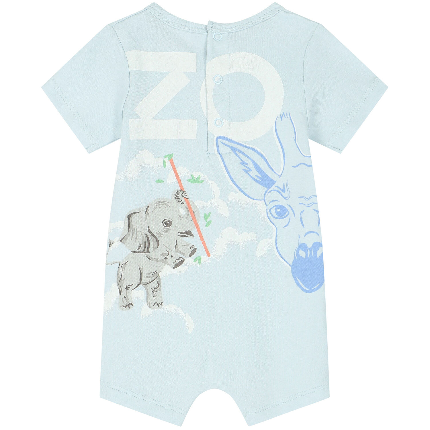 Baby Boys Blue Logo Romper, 1, hi-res