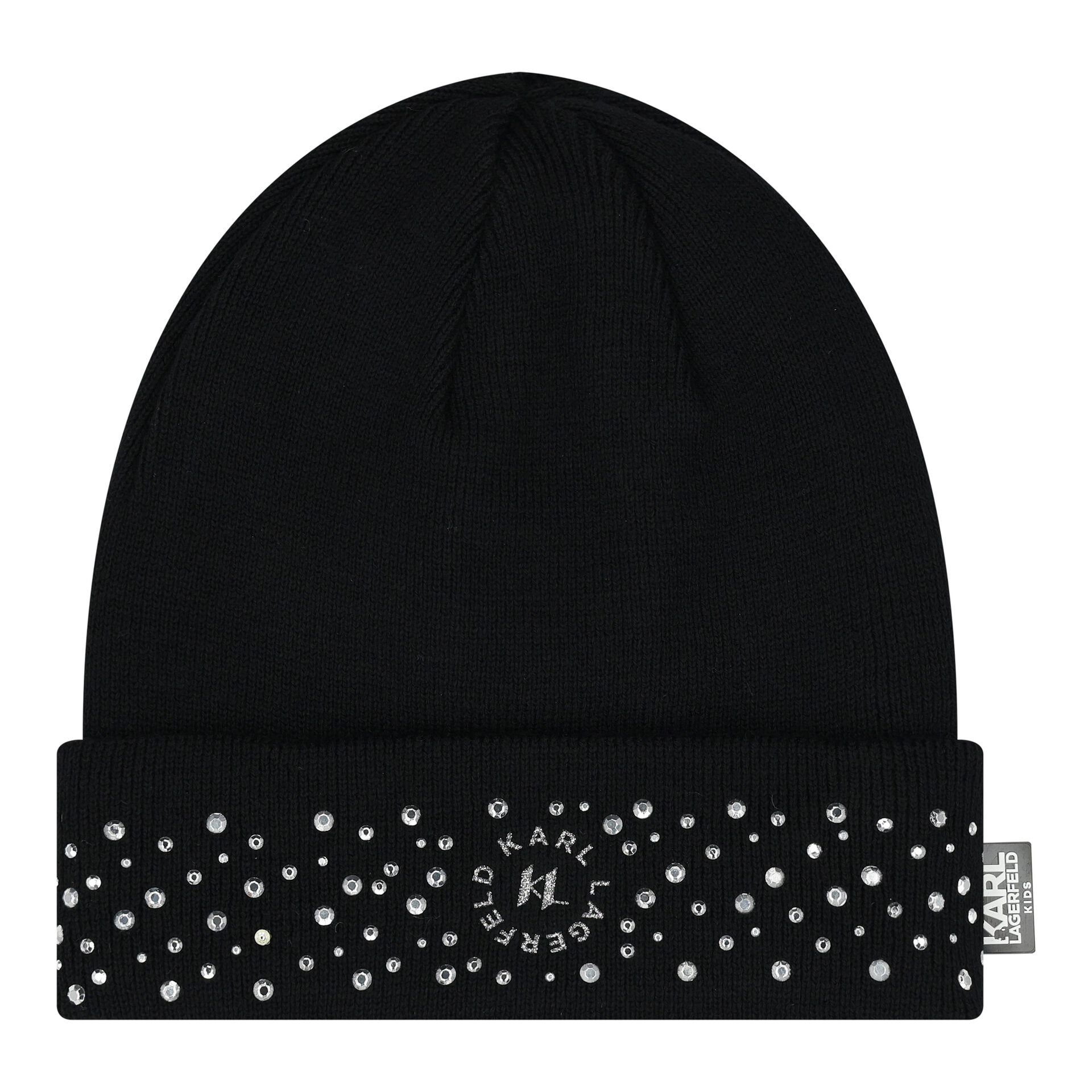 KARL LAGERFELD Girls Black Logo Beanie Hat Junior Couture QA