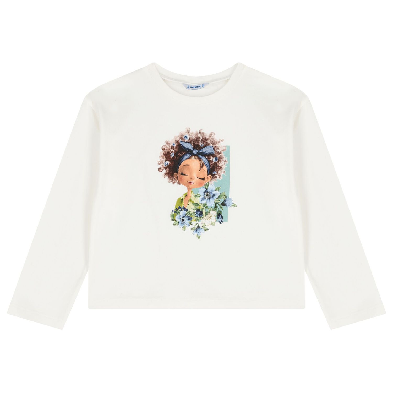 Girls White & Navy Blue Printed Tracksuit ( 3 Piece ), 1, hi-res