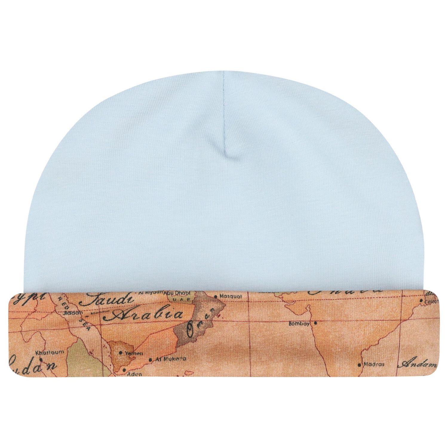 طقم هدايا ملابس أطفال للأولاد الصغار بطبعة خريطة جغرافية باللونين البيج والأزرق, 1, hi-res