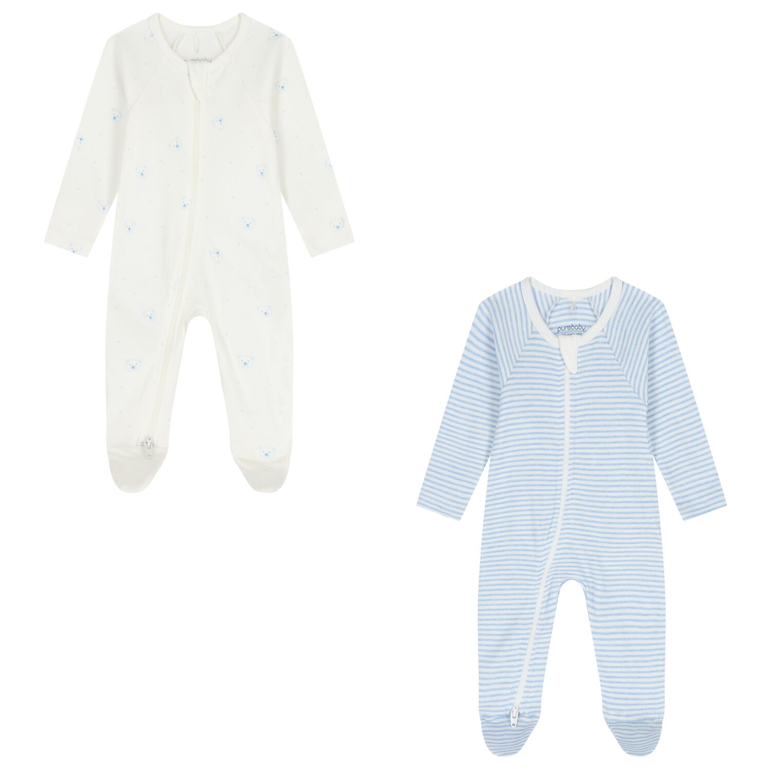 Baby Boys White & Blue Babygrows ( 2 Pack ), 2, hi-res image number null