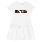Younger Girls White Logo Dress, 1, hi-res