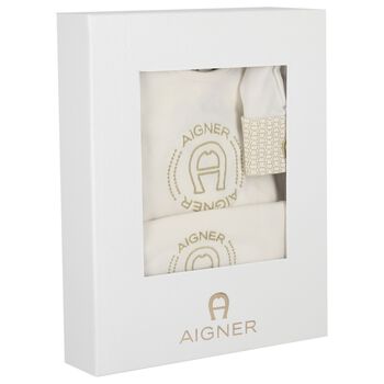 Ivory Logo Babygrow Hat & Bib Gift Set