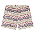 Younger Boys Beige Zigzag Swim Shorts, 1, hi-res