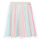Girls Pink Pleated Satin Skirt, 1, hi-res