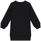 فستان سويت شيرت بالشعار باللون الأسود والذهبى, 1, hi-res