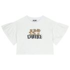 Girls White Teddy Bear Logo T-Shirt, 1, hi-res