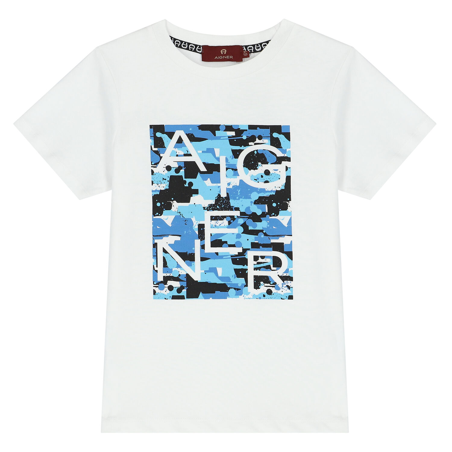 طقم شورت بالشعار باللون الأبيض والأزرق للأولاد, 1, hi-res