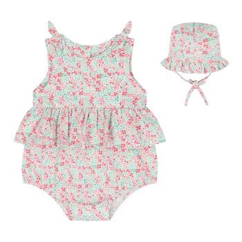 Baby Girls Pink & Green Floral Bodysuit Set