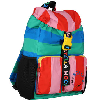 Girls Blue & Green Striped Backpack