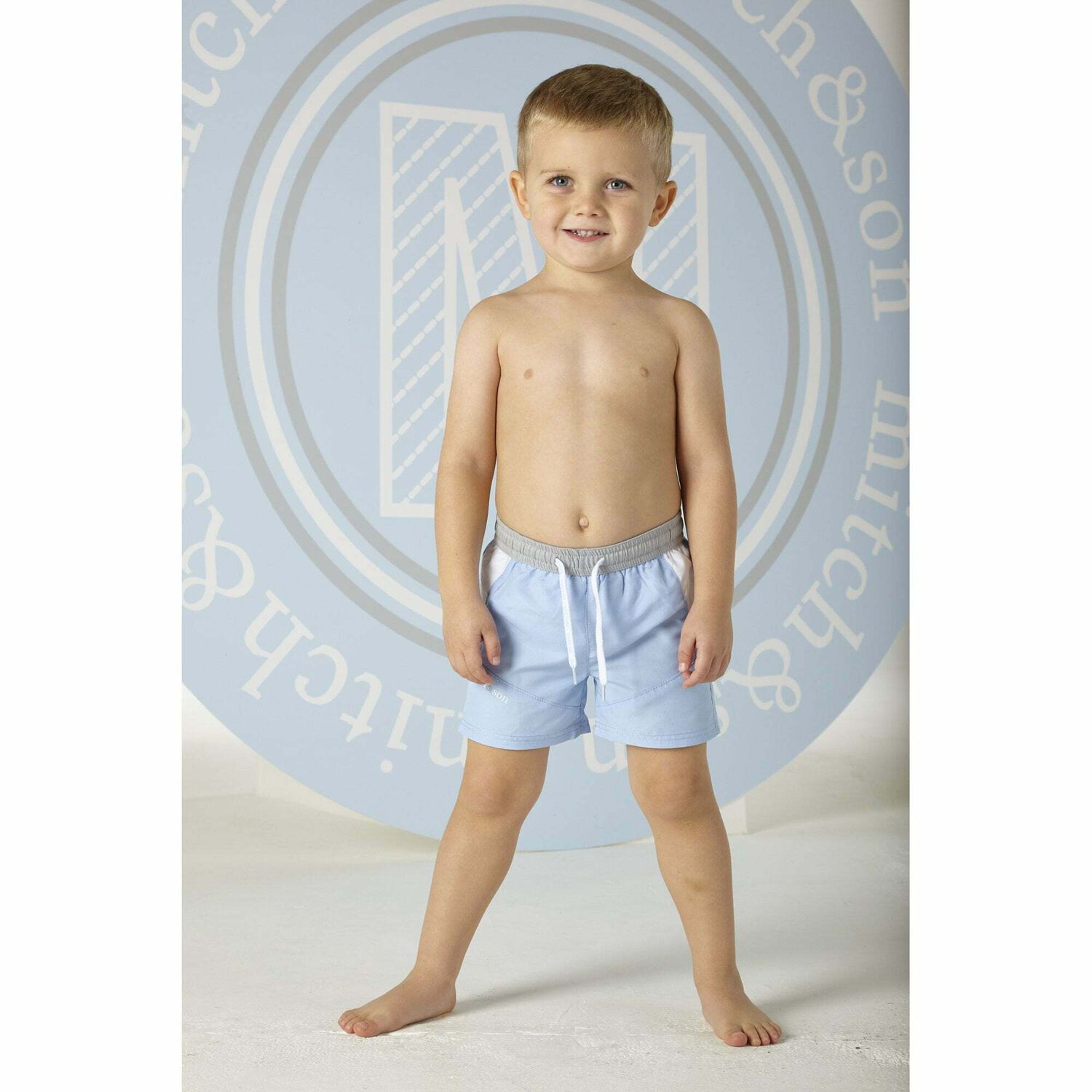 Younger Boys Blue Swim Shorts, 1, hi-res
