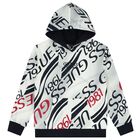 Boys White & Navy Blue Logo Hooded Top, 1, hi-res
