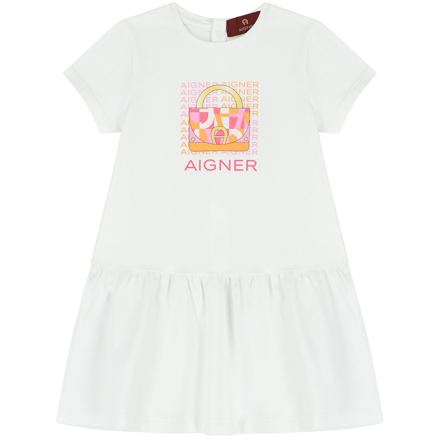 Younger Girls White Logo Bag Dress, 1, hi-res