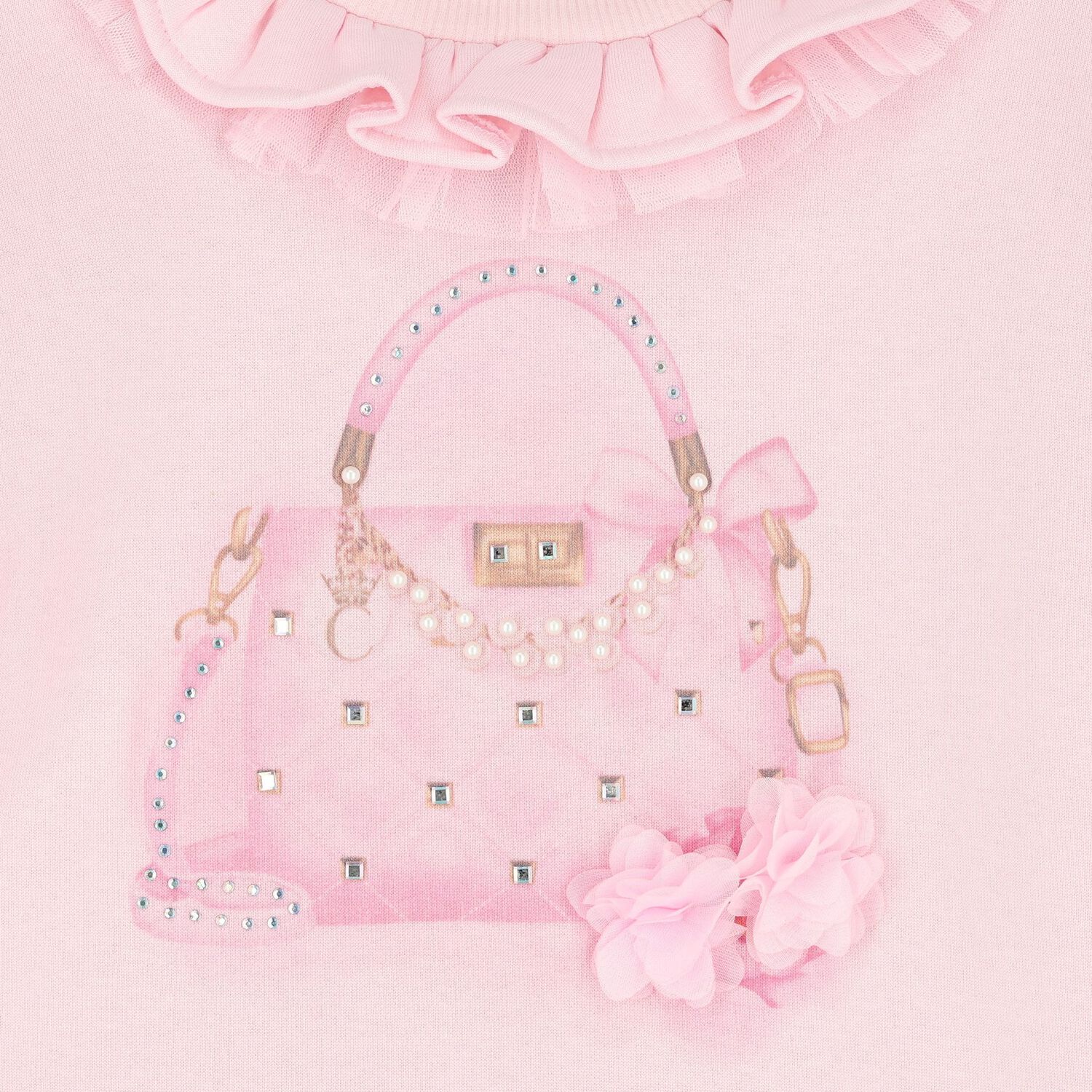 فستان بنات بالشعار بكشكشة باللون الوردي, 2, hi-res