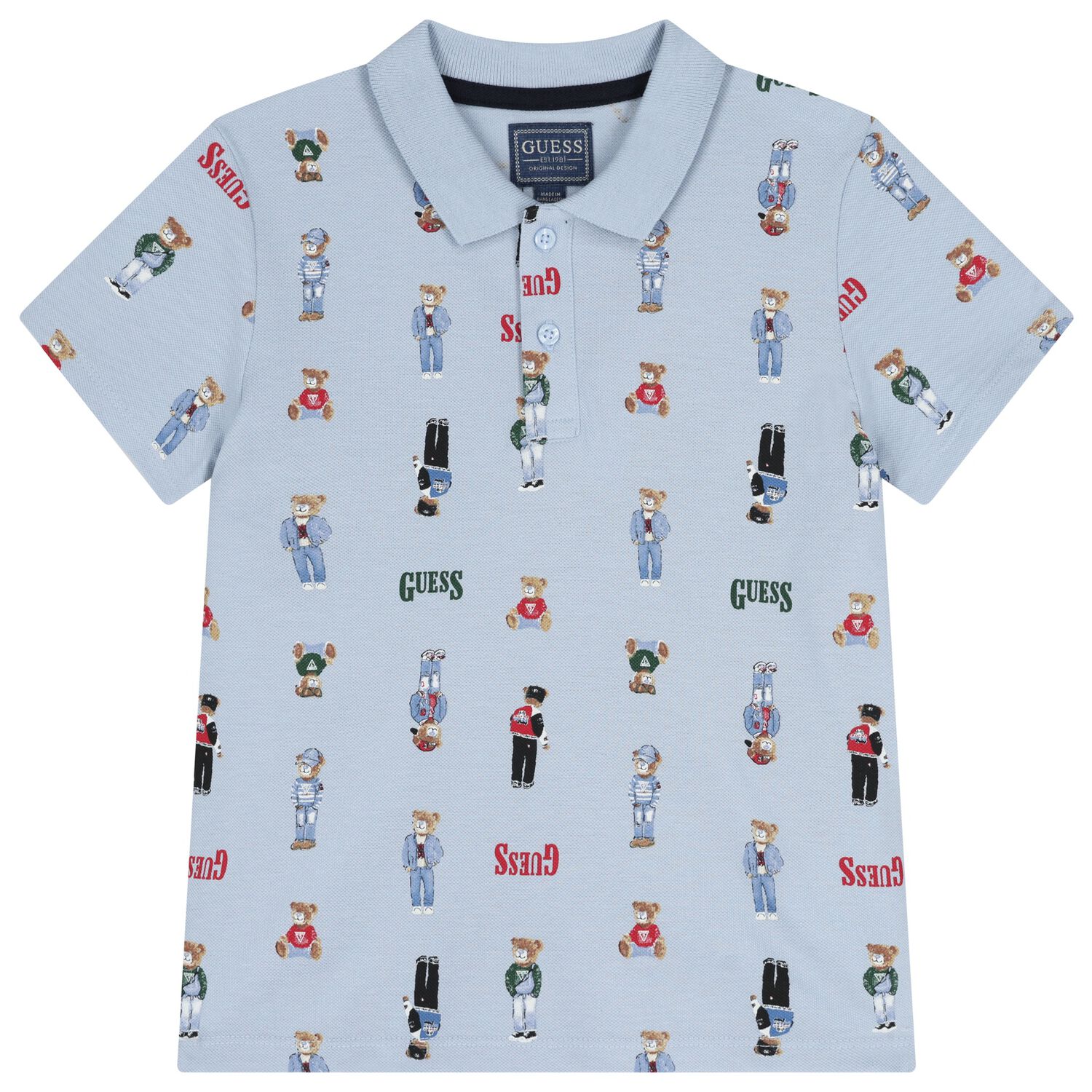 قميص بولو بالشعار للاولاد بطبعه تيدىبير باللون الازرق , 2, hi-res
