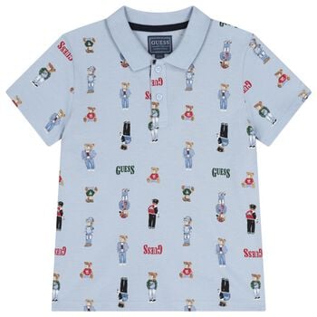 قميص بولو بالشعار للاولاد بطبعه تيدىبير باللون الازرق 