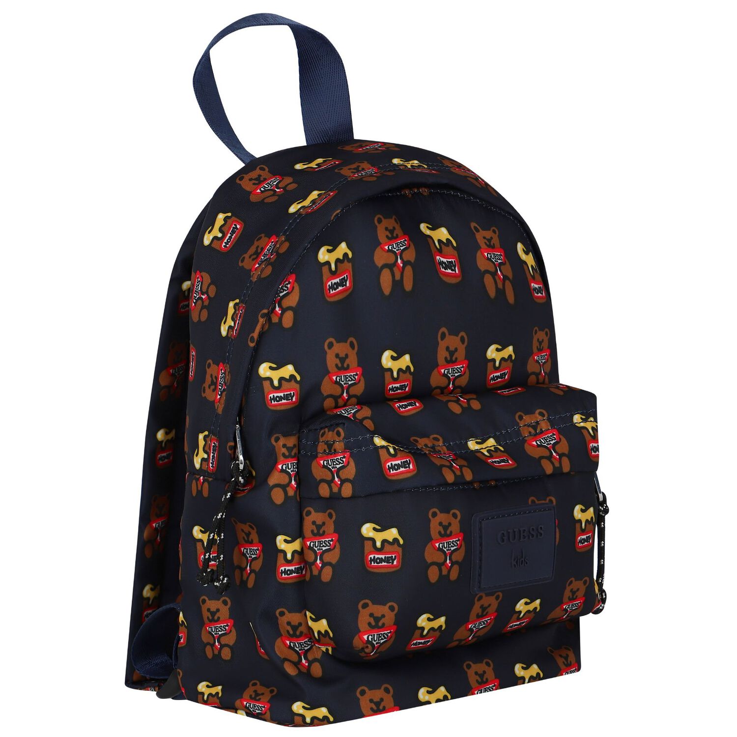 Younger Boys Navy Logo Teddy Backpack, 1, hi-res