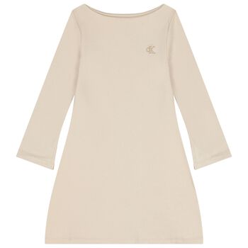 فستان بنات بالشعار باللون الذهبي 