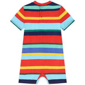 Baby Boys Multi-Colored Striped Polo Bear Romper