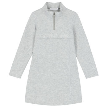 فستان بالشعار باللون الرمادي